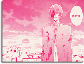 Johannes has killed all the bandits and is now spattered with blood.